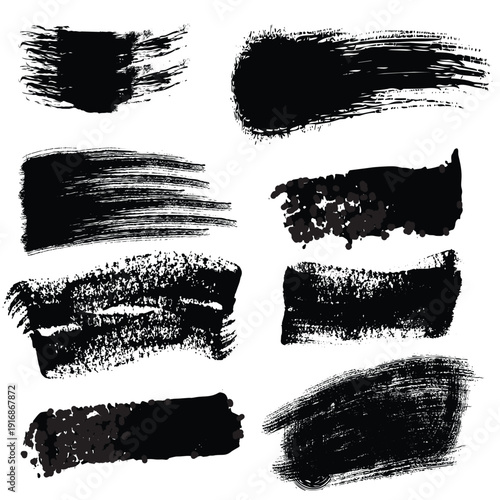 Collection of black brush strokes on white background