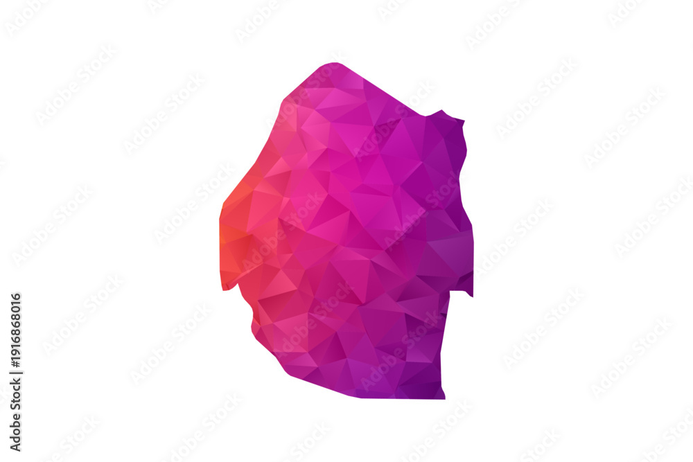 Fototapeta premium Swaziland Map - Polygon Style Vector Illustration in Orange and Pink Gradient, Low Poly Geometric Design, Isolated on White Background for Infographics and Education.