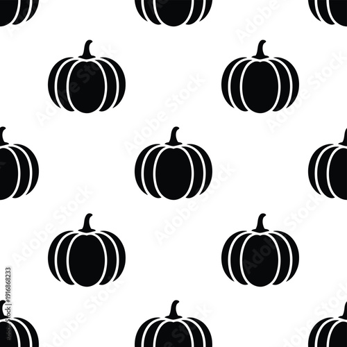 Seamless pattern featuring black pumpkin silhouettes on a white background