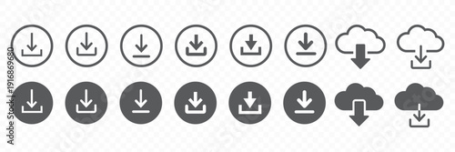 Download icon collection. Arrow downloading icon. Download files icons vector