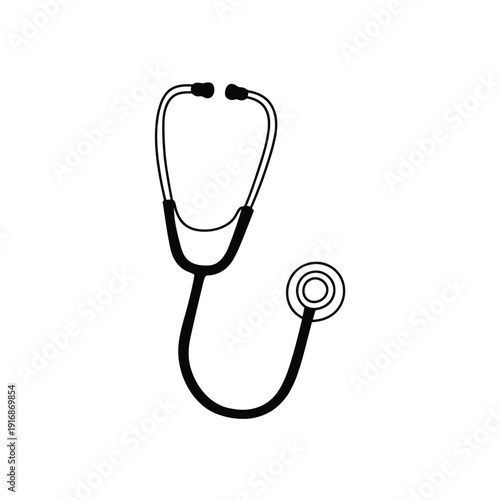 A simple black and white illustration of a medical stethoscope