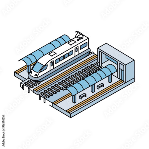 Modern Train Station with Bullet Train.