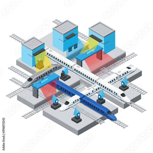 Industrial Factory with Robots and Conveyor Belt.