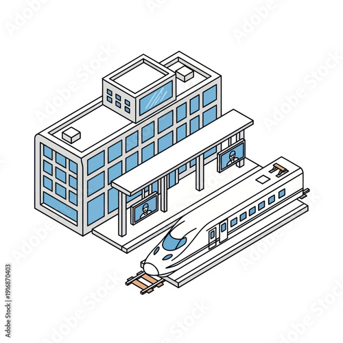 Modern Train Station with Bullet Train.