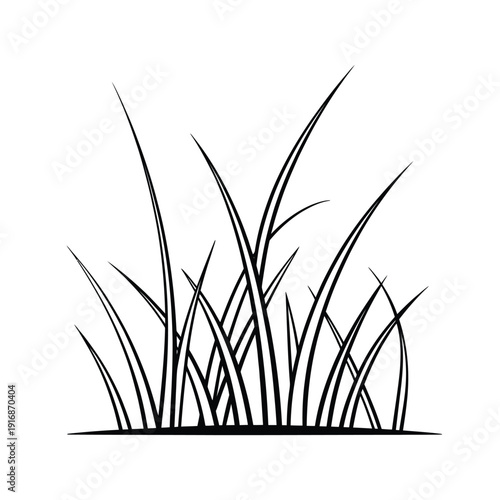 Simple black and white illustration of a patch of grass blades
