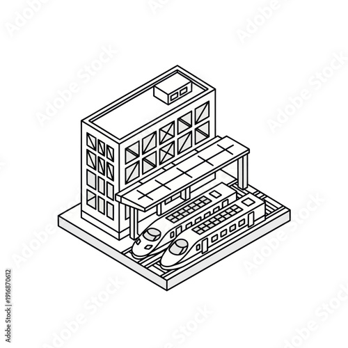 Isometric Illustration of Modern Building Structure.
