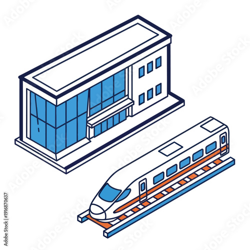 Modern Train Station with Bullet Train.