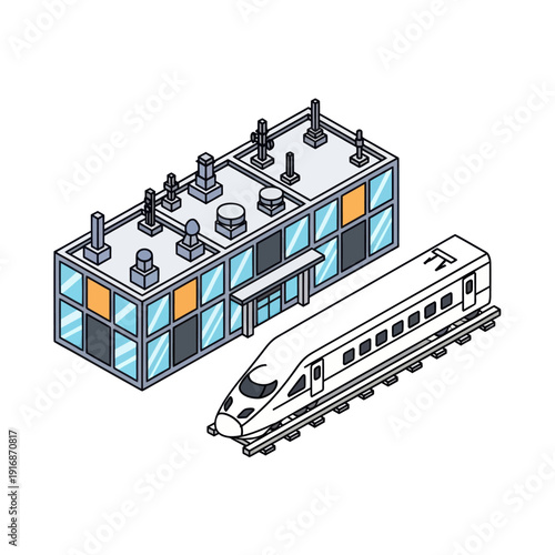 Modern Train Station with Bullet Train.