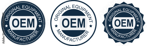 OEM Original Equipment Manufacturer round seal badge, automotive genuine parts quality certification stamp, industrial supplier warranty 