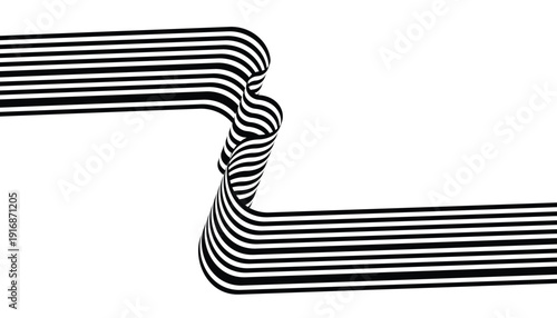 Black and white abstract ribbon