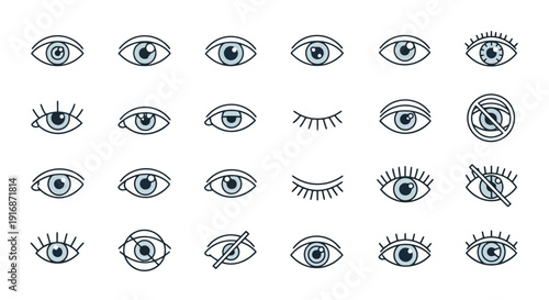 Collection of Diverse Eye Illustrations and Icons.