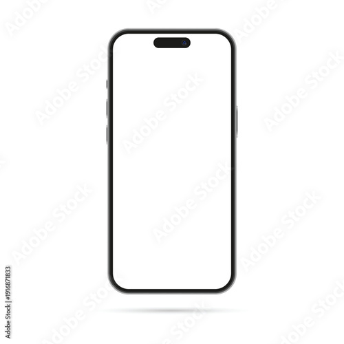 Realistic smartphone mockup. Mobile phone vector with isolated on white background. Device front view. 3D mobile phone with shadow. Realistic, high quality smart phone mockup