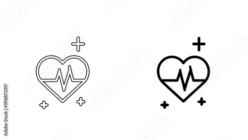 Heart rate pulse icon for medical monitoring and fitness tracking
