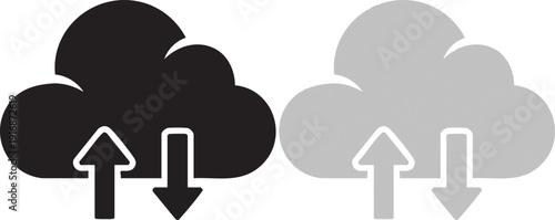 Cloud data synchronization concept vector illustration. upload and download files to cloud service for storage