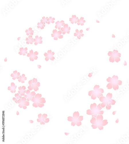 手描き風の濃いピンクの桜の丸フレーム