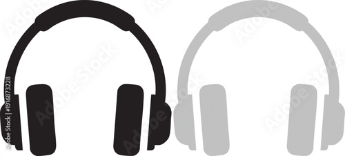 Headphones icon black outline silhouette isolated on transparent background for music listening entertainment communication