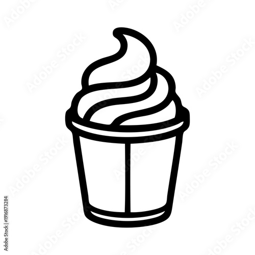 Dibujo sencillo con líneas de un vaso de helado lácteo 