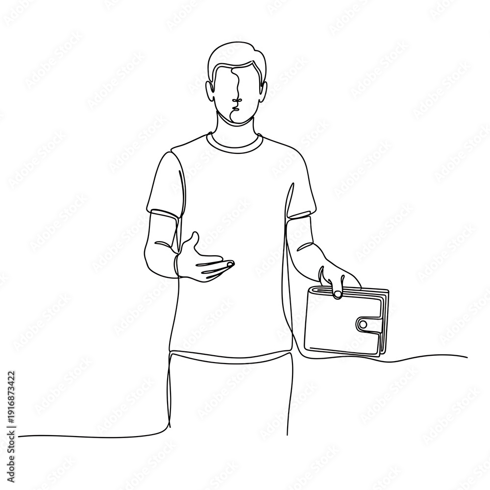 Obraz premium A man standing with a briefcase in one hand and gesturing with the other