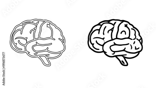 Anatomical brain icon for neurology and mental health medical research