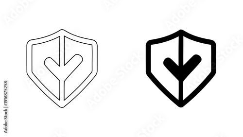 Security shield icon with checkmark symbol for protection and safety concept