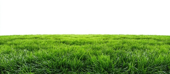 Lush green grass stretches across a clear white background