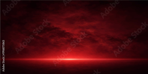 A dramatic abstract cloudscape blending deep red and black storm tones with sunlight breaking through white summer clouds against a dark heaven background