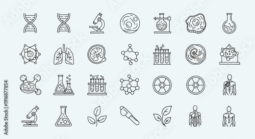 Collection of Science and Medical Icons for Research and Education.