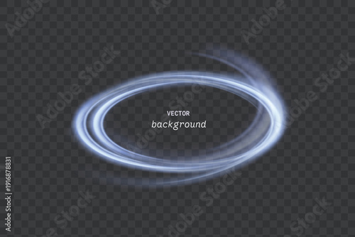Futuristic blue energy ring swirl with glowing light trails on transparent background. Perfect for sci‑fi poster design, game UI elements, logo reveals, technology banners