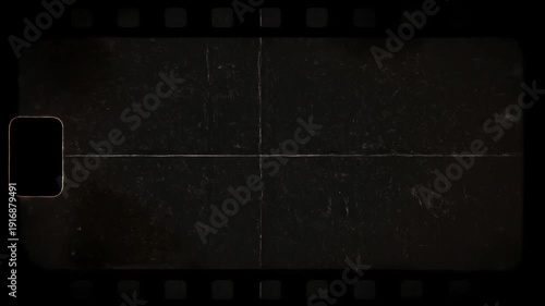 Vintage 8mm film frame texture with authentic damage and grain. Retro cinematic effect with animated dust and scratches for creative video compositing and overlays