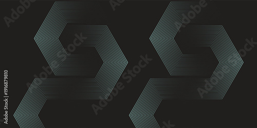 Dynamic turquoise neon hexagonal lines form a striking geometric pattern on a black background, evoking modern technology, futuristic design, and digital aesthetics