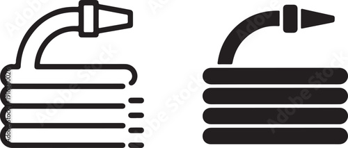 Fire Safety Equipment Icon Set with Extinguisher,Fire Hose Equipment Icon