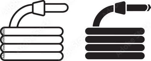 Fire Safety Equipment Icon Set with Extinguisher,Fire Hose Equipment Icon