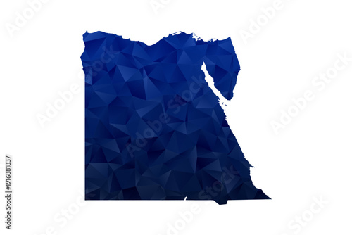 Egypt Map - Polygon Style Vector Illustration in Dark Blue Gradient, Low Poly Geometric Design, Isolated on White Background for Infographics and Education.