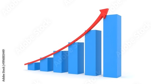 Blue bar graph with rising red arrow indicating financial growth Free Download Blue bar graph with rising red arrow indicating financial growth - GFXLoad