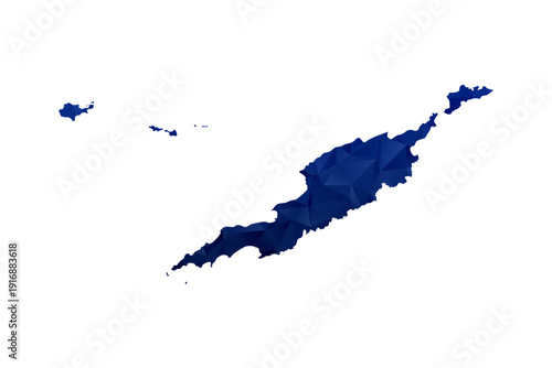 Anguilla Map - Polygon Style Vector Illustration in Dark Blue Gradient, Low Poly Geometric Design, Isolated on White Background for Infographics and Education.