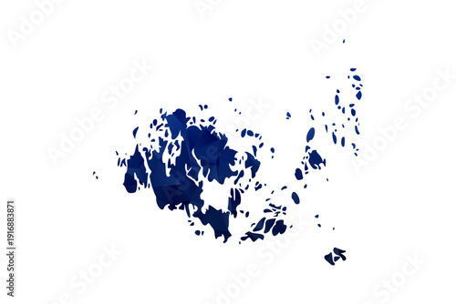 Aland Islands Map - Polygon Style Vector Illustration in Dark Blue Gradient, Low Poly Geometric Design, Isolated on White Background for Infographics and Education.