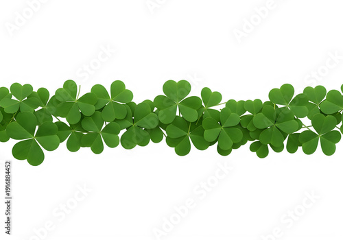 A garland of shamrocks on a white background for st patricks day isolated on transparent background, png