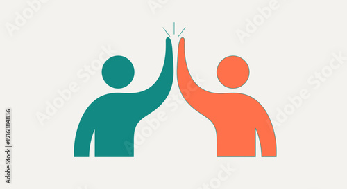 Teamwork high five icon, unity, success, collaboration, friendship