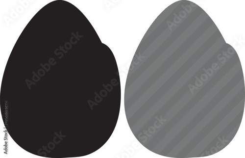 Egg Shapes in Minimalist Design with Monochromatic Diagonal Striped Patterns