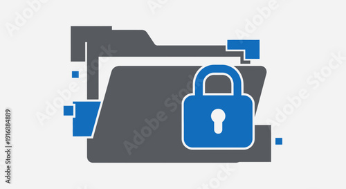 Secure Folder Icon with Lock Symbol, Data Protection Concept