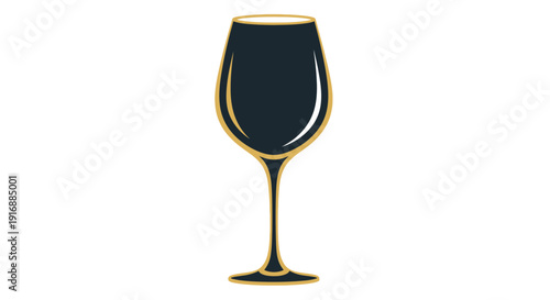 Elegant Wine Glass with Dark Liquid and Gold Rim
