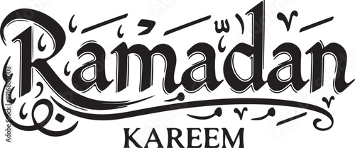 Ramadan kareem elegant black calligraphy lettering for islamic holiday greeting designs