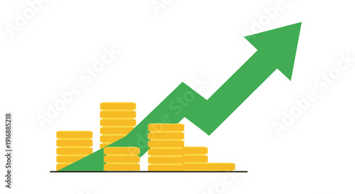 Financial Growth Arrow and Stacked Coins
