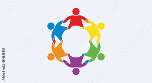 Diverse people holding hands in a circle, unity and teamwork concept