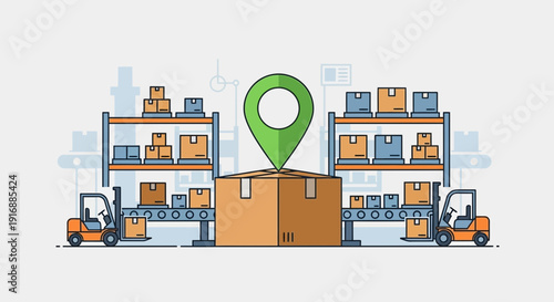 Warehouse Logistics: Delivery Location Pin on Package