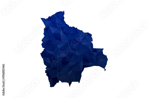 Bolivia Map - Polygon Style Vector Illustration in Dark Blue Gradient, Low Poly Geometric Design, Isolated on White Background for Infographics and Education.