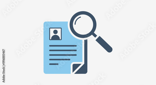 Resume Analysis with Magnifying Glass Icon - Job Search Concept