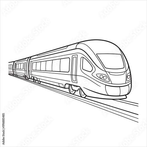 Modern passenger train line art vector style
