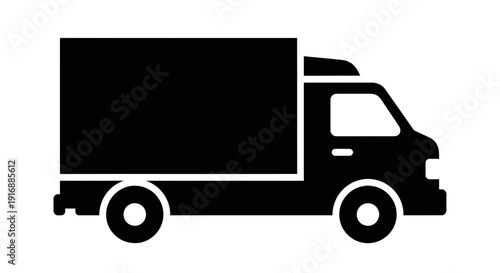 Black Truck Icon on White Background - Delivery and Logistics Symbol