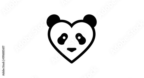Cute Panda Heart Icon - Love and Wildlife Symbol